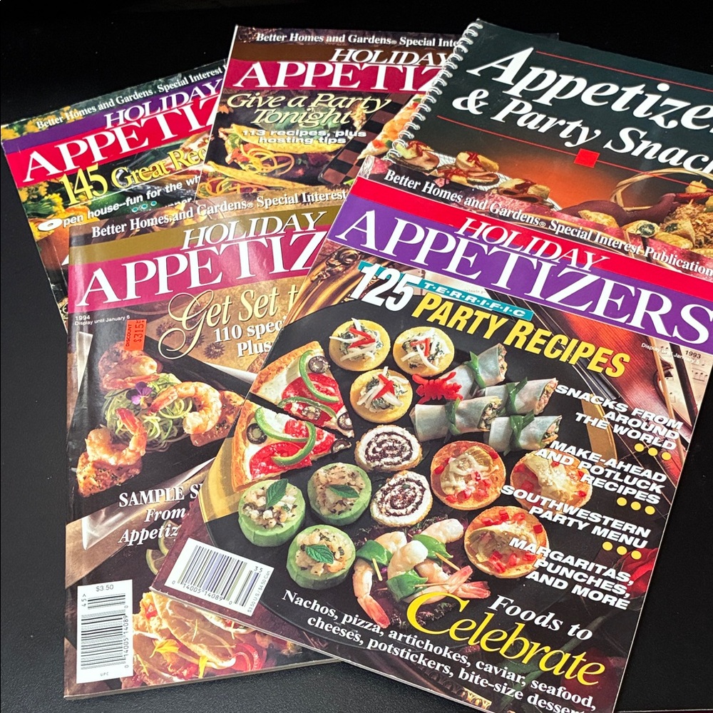 Vintage set of 5 Holiday Appetizer magazine cookbooks